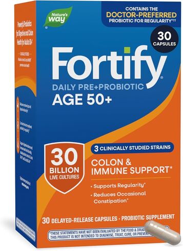 Nature's Way Fortify Daily Probiotic for Men and Women 50+, 30 Billion Live Cultures, Colon, Digestive, and Immune Health Support* Supplement, 30 Capsules in Saudi Arabia