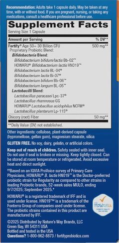 Nature's Way Fortify Daily Probiotic for Men and Women 50+, 30 Billion Live Cultures, Colon, Digestive, and Immune Health Support* Supplement, 30 Capsules in Saudi Arabia