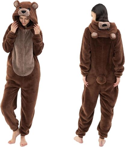 COSUSKET Snug Fit Unisex Adult Onesie Pajamas, Flannel Cosplay Animal One Piece Halloween Costume Sleepwear Homewear in Saudi Arabia