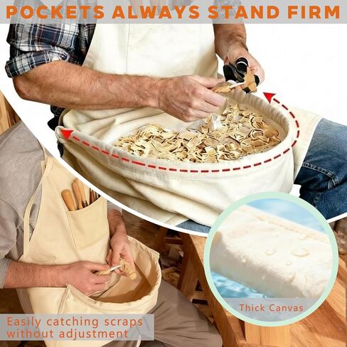 Woodcarving Apron-Work Apron with Brown Leather Chest Patches, Tool Pocket in Saudi Arabia