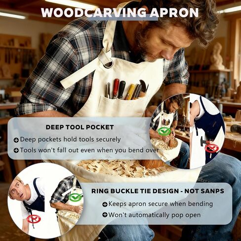 Woodcarving Apron-Work Apron with Brown Leather Chest Patches, Tool Pocket in Saudi Arabia