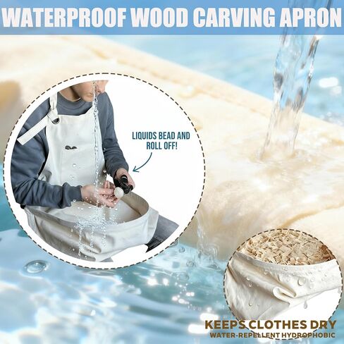 Woodcarving Apron-Work Apron with Brown Leather Chest Patches, Tool Pocket in Saudi Arabia