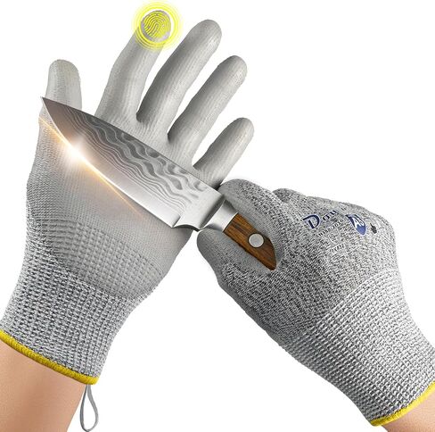 Dowellife Cut Resistant Work Gloves for Men & Women - ANSI A5 & EN388 Level 4, Breathable PU Coated, Grey Non-Marking - for Gardening, Fishing, Automotive, Construction, Wood Carving (Large, Grey) in Kuwait