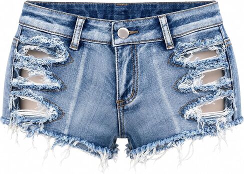 MUYDZ Women's Sexy Ripped Cut Off Hole Slim Casual Summer Low Rise Hot Pants Denim Short Jean in Kuwait