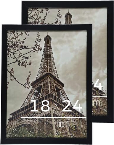 إطار ملصق QDSSDECO مقاس 60.96 سم × 91.44 سم، إطار خشبي أسود مع لوحة PS معلقة على صورة عرض الحائط، مجموعة من 2 in Kuwait
