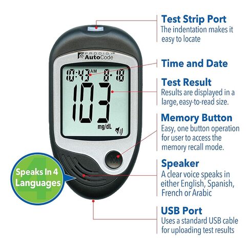Prodigy - 38484051850 جهاز قياس السكر في الدم الناطق Autocode Prodigy Autocodelack in Kuwait