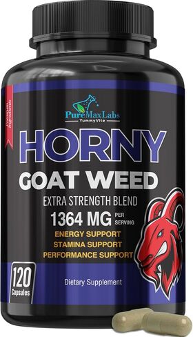 YUMMYVITE Horny Goat Weed Extra Strength -120 Capsules w. Maca, L-Arginine, Ginseng - Boost Desire, Performance, Stamina, Energy, Non-GMO Formula, 120 Capsules in Kuwait