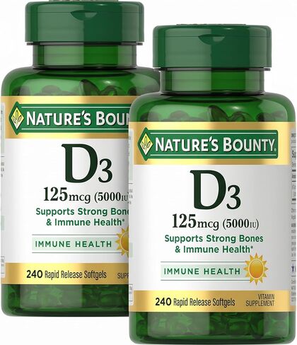Nature's Bounty Vitamin D3, immune and bone support, 5000IU, Softgels, 150 Ct in Kuwait