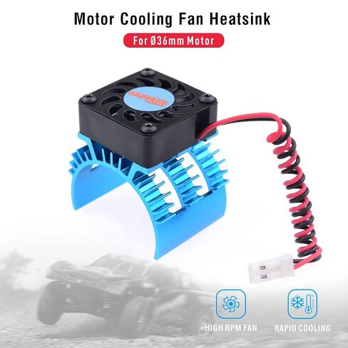 Surpass Aluminum RC Motor Heat Sink with 5-8.45V Cooling Fan for 1/10 RC Car Truck Buggy Crawler 540 550 3650 Size Motor Black&Blue in Kuwait