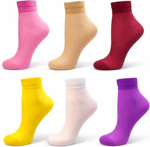 MALVA Sheer Ankle Socks Thin Nylon Ankle Hosiery Socks Short Dress Stockings for Women in Kuwait