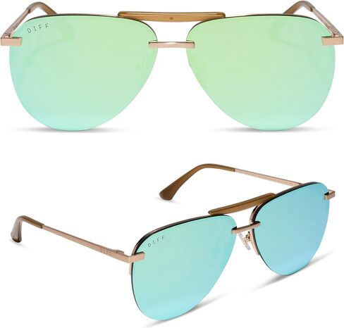 DIFF Tahoe Oversized Aviator Sunglasses for Women UV400 Protection, Trendy Stylish Gold Frames in Kuwait