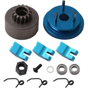 RC 14T Clutch Bearings Gear Flywheel Assembly Kit Bell Shoes Springs Cone Engine Nut Compatible with 1/8 RC 21-28 Engine Car