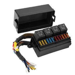 Fuse and Relay Box 12V Pre-Wired Fuse Block with 4 Relays and 12 Way ATC/ATO Fuses Sealed with Relay Panel for Universal Vehicles Car Marine Boat by Safego