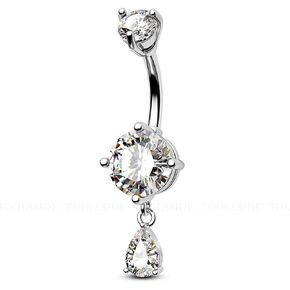 Teardrop Belly Button Ring - Dangly Belly Button Piercing with Clear CZ, 14G Stainless Steel Belly Button Rings, Belly Rings for Women in Kuwait