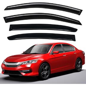 Lightronic WV94535 Outside-Mount Side Window Deflectors & Visors Vent Rain Guards, Dark Smoke, 4-Pieces Set, Fits 2013-2017 Honda Accord Sedan
