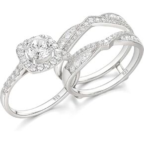 Newshe Jewellery Wedding Rings for Women AAAAA Cz Engagement Bridal Band Set 925 Sterling Silver Enhancers and Wraps Size 5-12