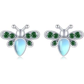 Bee Earrings for Women 925 Sterling Silver Teardrop Moonstone Animal Earrings Honeycomb Bee Stud Earrings for Women Bee Jewelry Gift for Girls