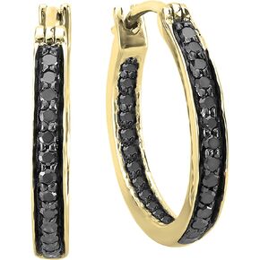 Dazzlingrock Collection 0.38 Carat (ctw) Round Gemstone Lined Inside Out Hinged Post Hoop Earrings in Gold