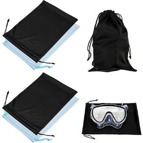 NQEUEPN 4pcs Goggle Pouch Bag, Microfiber Soft Ski Goggle Pouch with Drawstring Sunglasses Eyeglass Storage Bag for Snow Goggles Sunglasses Eyewear
