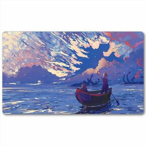 Board Game TCG Playmat Tabletop Card Playmat MTG RPG CCG Trading Card Game Play mats Smooth Cloth Surface Rubber Base with Stitched Edges Original Play Mat Art Designs 24X14inch-fantasy Lake
