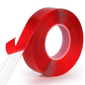 Double Sided Adhesive Tape Heavy Duty, Extra Large Adhesion Tough & Clear Nano Mounting Tape,Multipurpose Mounting Picture Hanging Strips Adhesive Poster Carpet Tape(120 inches) Red
