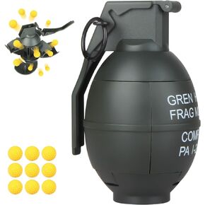 Toy-Hand Grenade for CS Battle Game,with 9 Foam Ammo Green Tactical CS-Grenade Fun Impact,Pull Ring Grenade Toy Outdoor Sport for Age 14 Years Old and up and Adults