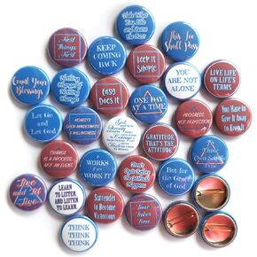 Recovery Buttons, Daily Affirmations for AA/NA (1" Pins, 30 Piece Set)