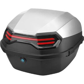 Motorcycle Top Case Tail Box Carrier Case Waterproof Trunk Luggage Plastic Case Lockable with 35L Capacity (Black), WX101