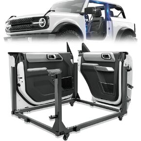 Door Storage Hangers Bracket Holder Cart Compatible with 2021 2022 2023 2024 Ford Bronco Movable Stand Rack Sliding for 2/4 Door (Black)
