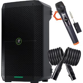 Mackie Thump Series, Thump GO 8-Inch Ultra-efficient Class-D Amplifier with Portable Battery-Powered Loudspeaker with EMB Cable and EMB Wireless Microphone Bundle