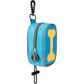 Hands Free Dog Poop Bag Holder for Leash with Big Opening, Dog Poop Bag Holder, Zippered Pouch with Carabiner Hook Waterproof Dog Poop Bag Holder(1 Doggy Bag) (Sky Blue)