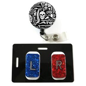 X-Ray Tech Essentials Bundle - Includes Skeleton Badge Reel, Set of Two X-Ray Markers L and R, X-Ray Marker Holder, and X-Ray Marker Adhesive Set