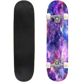 لوح تزلج كلاسيكي مقعر مطبوع عليه Galaxy Night Longboard من خشب القيقب للرياضات المتطرفة وفي الهواء الطلق خدعة مزدوجة للمبتدئين والمحترفين in Kuwait