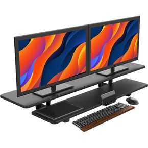 Dual Monitor Stand Riser, Monitor Stand for Desk, 2-Tier Monitor Riser for 2 Monitors Computer Stand TV Stand Riser, Desktop Oraganizer Stand for Home & Office (Black)