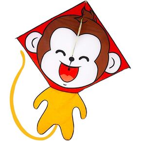 Besra Cute Monkey Kite Single Line Easy to Fly Animal Nylon Diamond Kite with Handle & Strings for Kids and Adults