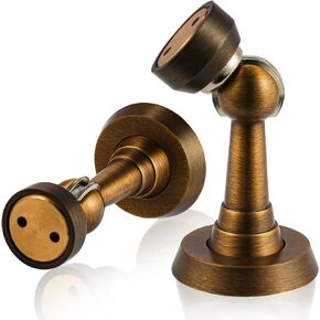 1 Pack Magnetic Door Stopper Heavy Duty Door Lock Retainer Door Stops Wall and Floor Mount Hold Your Door Open for Wide Doors, Brushed Brass