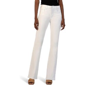 KUT from the Kloth Women's Ana High-Rise Fab Ab Flare-Baby Dn All Over in Optic White