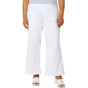 KUT from the Kloth Women's Plus Size Meg High-Rise Wide Leg with Patch Pockets Reg Hem in Optic White
