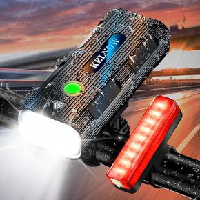 Bike Lights for Night Riding, Super Bright 15.5H Runtime Aluminum Bicycle Light Front and 40H Runtime Taillight, IPX6 USB Rechargeable LED Headlight Rear Light Accessories Adult