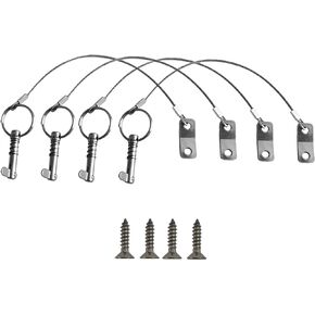 NRC&XRC 4PCS Quick Release Pin Bimini Top Pins 1/4" with Lanyard for Boat Bimini Top Deck Hinge Or Jaw Slide Clamp Bracket Marine Hardware (Quick Release Pin with Ring)