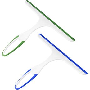 2 Pcs Shower Squeegee for Shower Glass Doors,Car Window Windshield Mirror Tile Cleaner Cleaning Wiper Squeegees Tool with Hook, Window Cleaning Shower Glass Squeegees