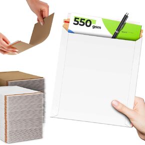 AMZ White Rigid Mailers 11 x 13.5 Inches. 25 Pack of Paperboard Photo Mailers Rigid. 550 GSM Self Seal Rigid Mailer. No Bend Shipping Envelopes Rigid. Stay Flat Mailers. Paperboard Envelopes