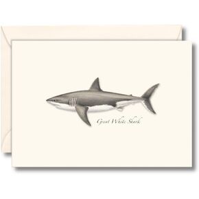 Earth Sky + Water - Great White Shark Notecard Set - 8 Blank Cards with Envelopes