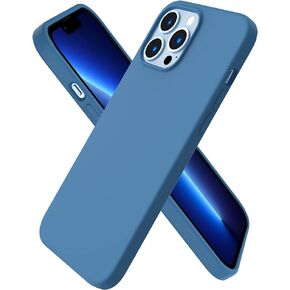 ORNARTO Compatible with iPhone 13 Pro Max Case 6.7", Slim Liquid Silicone 3 Layers Full Covered Soft Gel Rubber Case Cover 6.7 inch-Blue