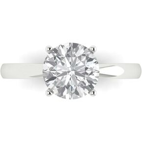 Clara Pucci 2.0 ct Round Cut Solitaire Genuine Moissanite Engagement Wedding Bridal Promise Anniversary Ring in 14k White Gold for Women
