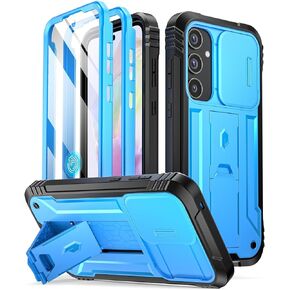 Poetic Revolution Case for Samsung Galaxy A15 5G,[Slide Camera Cover],[20FT Mil-Grade Drop Tested], Full-Body Military Grade Rugged Shockproof Cover with Kickstand and Built-in-Screen Protector, Black