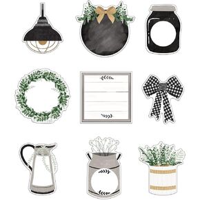 Carson Dellosa 150-Piece Modern Farmhouse Bulletin Board Cutouts, Mason Jar, Bows, Pots and More Farmhouse Cutouts for Bulletin Board, Farmhouse Classroom Décor and Black and White Classroom Décor