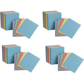 Oxford Mini Index Cards, 3" x 2.5", Ruled, Assorted Colors, 200 Per Pack, Pack Of 4, 800 Cards Total (10010EE)