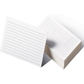50 Ruled Index Cards - Thick White Note Cards for notes or thoughts, Printed black ruled lines Both sides, 4 x 6 Inch.