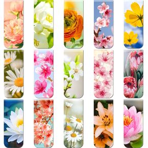 30 Pieces Magnetic Bookmarks Flower Magnetic Bookmarks Clips Floral Magnetic Page Markers Assorted Bookmarks Set for Women Kids Readers Students, School Office, Flower Theme Aesthetic Gift